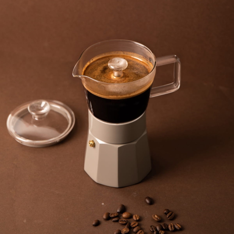 Kawiarka włoska na indukcję, szklana VERONA latte 6 tz / La Cafetiere LCSTES6CGLLAT