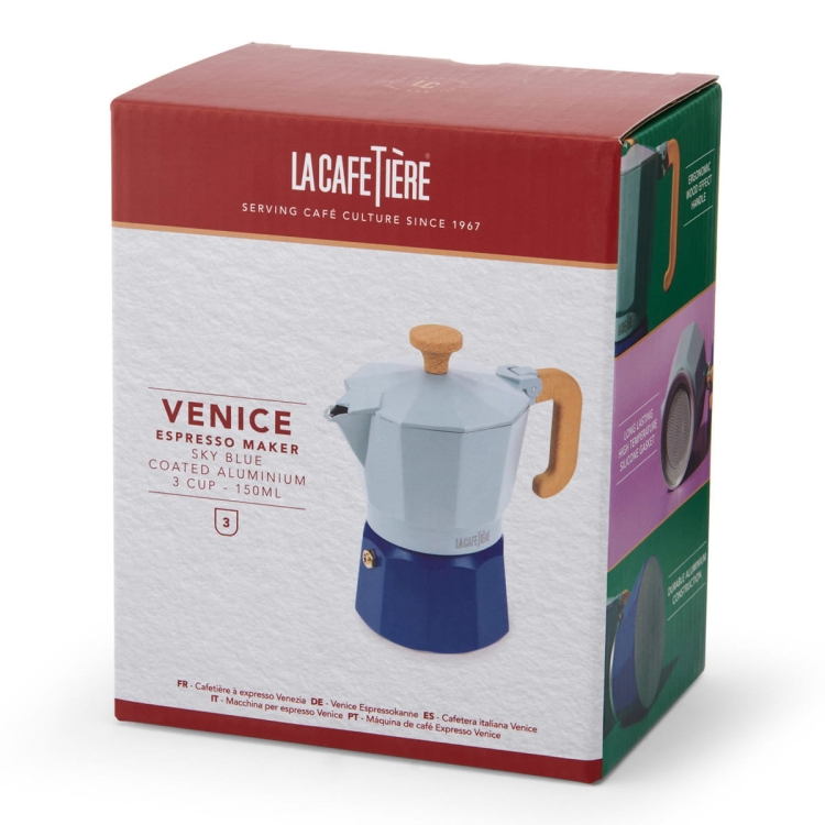 Jaka kawiarka na prezent?  Kawiarka włoska Venice 3 Cup - Sky Blue La Cafetière LCVEN3CP2TSKY
