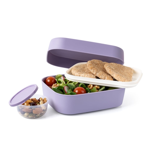 Dwupoziomowy lunchbox z pojemnikiem na sos Amuse