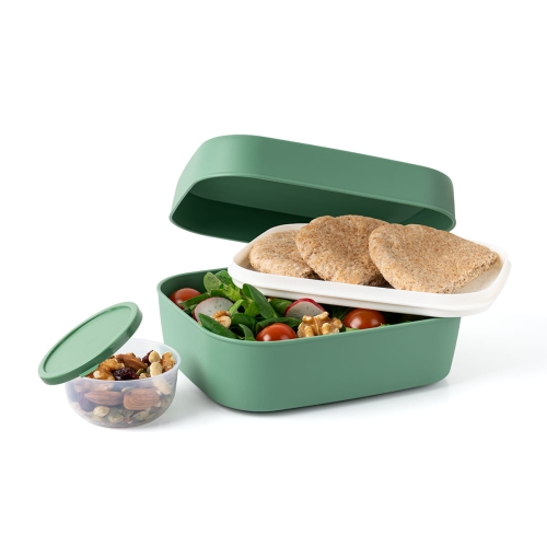 Lunchbox dwupoziomowy z pojemnikiem na sos Sage / Amuse A-000512
