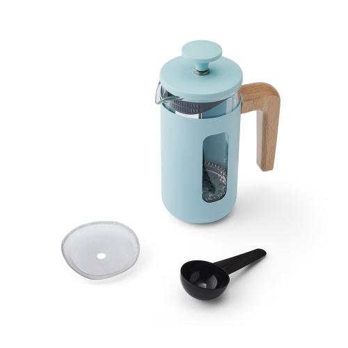Zaparzacz french press z miarką i zapasowym sitkiem do tłoka - kolor sky blue  - kolekcja PISA - pojemność 1litr - marka La Cafetiere