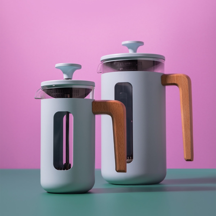 Kawiarki French press z miarką i zapasowym sitkiem do tłoka - kolor sky blue  - kolekcja PISA - pojemność 1litr i 350 ml - marka La Cafetiere
