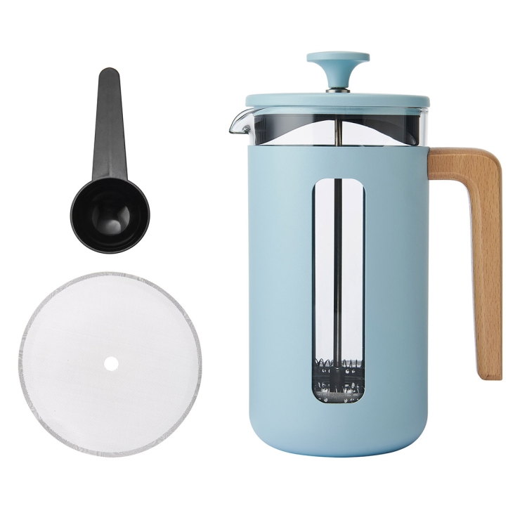 Kawiarka French press z miarką i zapasowym sitkiem do tłoka - kolor sky blue  - kolekcja PISA - pojemność 1litr - marka La Cafetiere